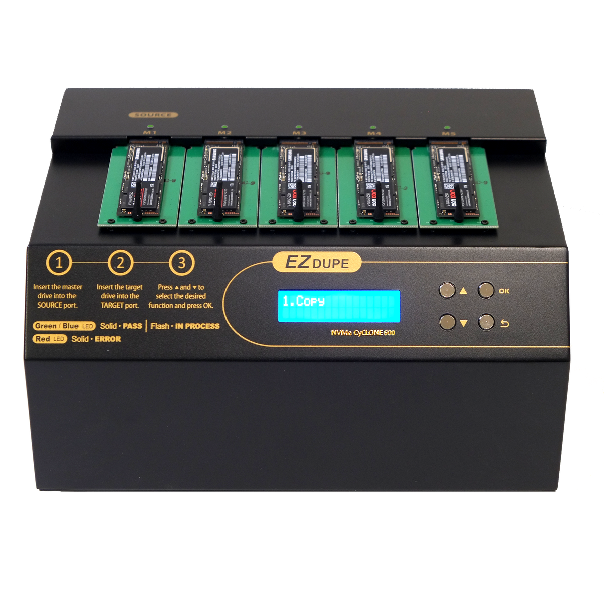 EZ Dupe 1 to 4 PCIE M.2 NVME / SATA SSD Duplicator and DoD