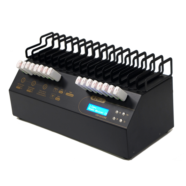 EZ Dupe USB Cyclone Duplicator - 1 to 15 Flash Memory Copier & USB powered External Hard Drive Storage Cloner with Data Sanitizer (DOD Compliant)
