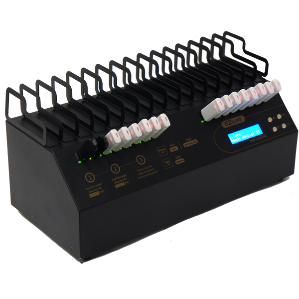 EZ Dupe USB Cyclone Duplicator - 1 to 15 Flash Memory Copier & USB powered External Hard Drive Storage Cloner with Data Sanitizer (DOD Compliant)
