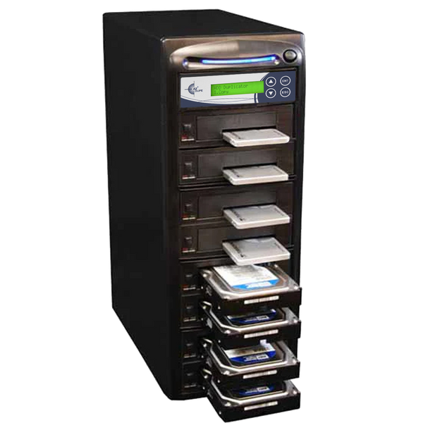 EZ Dupe 1 to 7 SATA Hard Drive / SSD Duplicator & Sanitizer - HD Leopardo HDD Cloner 18GB/Min