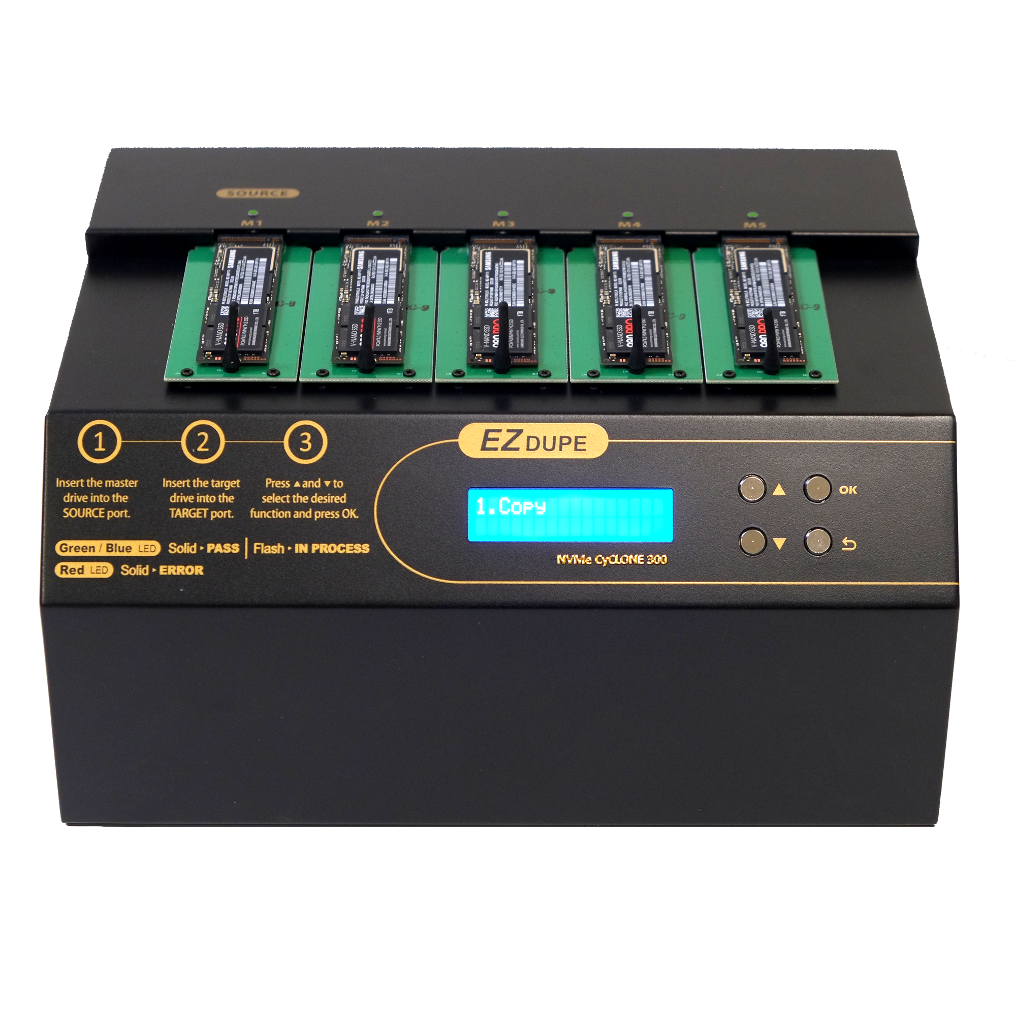 EZ Dupe HD Cyclone 300 SATA Hard Drive Duplicator - 1 To 4 Drive Cloner & Eraser, 18GB/min Speed