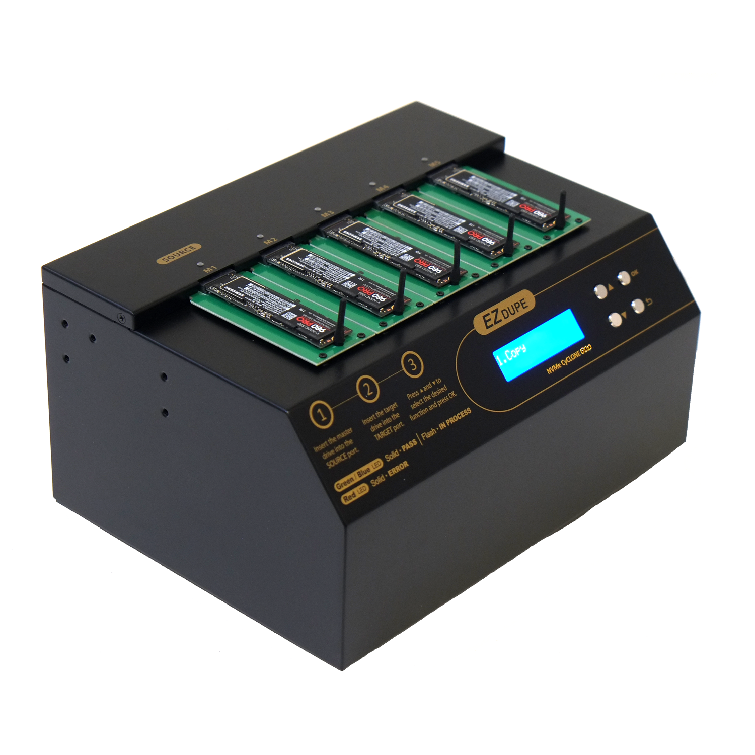 EZ Dupe 1 to 4 PCIE M.2 NVME / SATA SSD Duplicator and DoD EZ Dupe 1 to 4 PCIE M.2 NVME / SATA SSD Duplicator and DoD