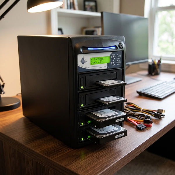 EZ Dupe 1 to 3 SATA Hard Drive / SSD Duplicator & Sanitizer - HDD Cloner 36GB/Min