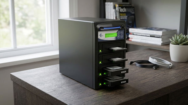 EZ Dupe 1 to 3 SATA Hard Drive / SSD Duplicator & Sanitizer - HDD Cloner 36GB/Min